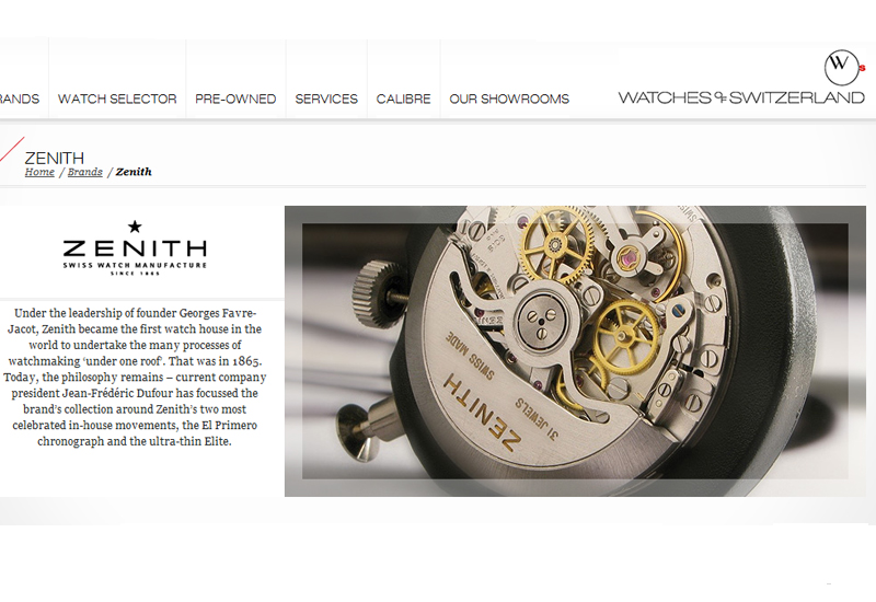 Zenith watches of switzerlnad